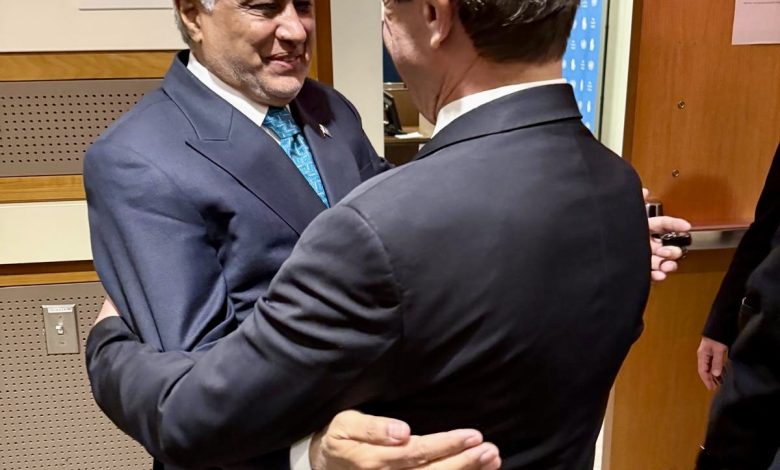 Tahsin Ertuğruloğlu, Pakistan Dışişleri Bakanı Mohammad Ishaq Dar ile New York'ta görüştü